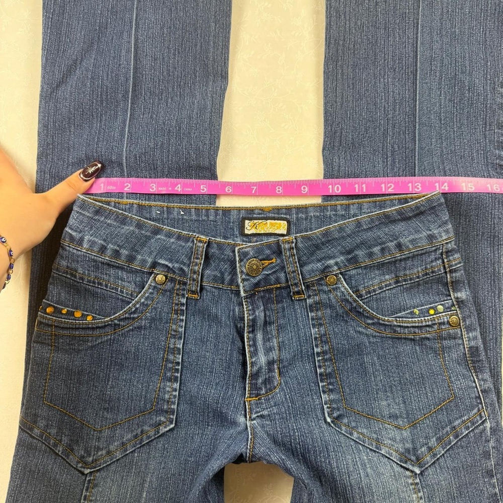 Y2K Krush Low Rise Rhinestone Bootcut Jeans — Size 6 - Picture 4 of 6